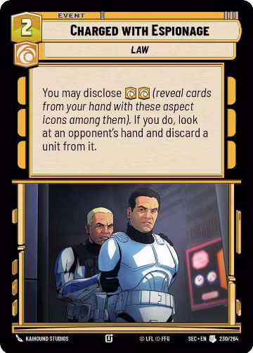 Charged with Espionage (230/264), Secrets of Power — Star Wars card price
