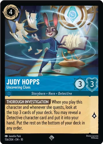 Judy Hopps - Uncovering Clues (156/204), Whispers in the Well — Lorcana card price