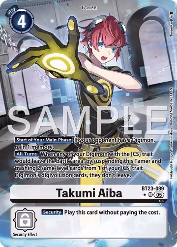 Takumi Aiba (Alternate Art) (BT23-089), Hackers' Slumber — Digimon card price