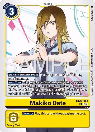 Makiko Date (BT23-082 U), Hackers' Slumber — Digimon card price