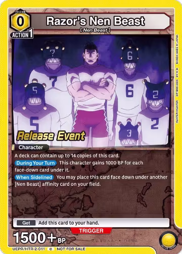 Razor's Nen Beast (UEPR/HTR-2-011), UEX04BT: HUNTER X HUNTER Vol.2 Release Event Cards — Union Arena card price