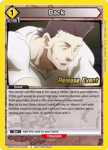 Back (UEPR/HTR-2-035), UEX04BT: HUNTER X HUNTER Vol.2 Release Event Cards — Union Arena card price