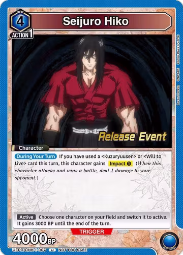 Seijuro Hiko (007) (UEPR/RNK-1-007), Rurouni Kenshin Release Event Cards — Union Arena card price