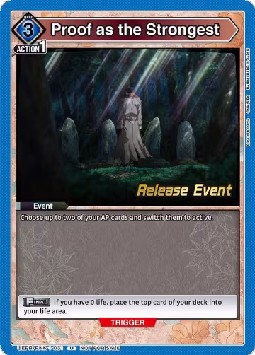 Proof as the Strongest (UEPR/RNK-1-031), Rurouni Kenshin Release Event Cards — Union Arena card price