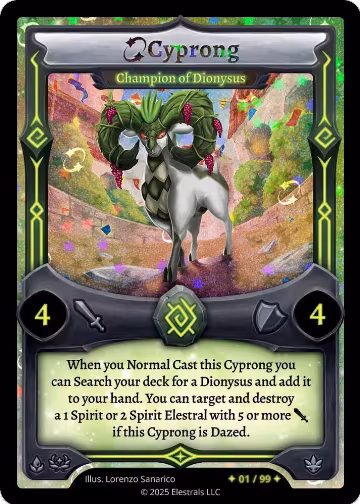 Cyprong - Champion of Dionysus (Serialized) (/99), Divine Champions: Lifestream — Elestrals card price
