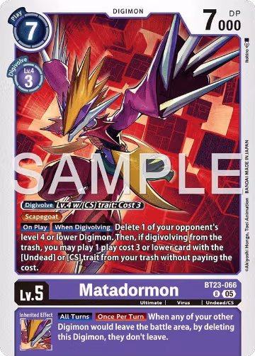 Matadormon (BT23-066 R), Hackers' Slumber — Digimon card price