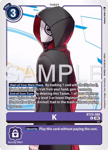 K (BT23-088 U), Hackers' Slumber — Digimon card price