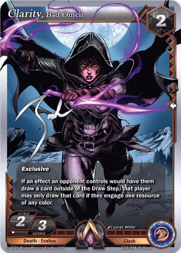 Clarity, Bad Omen (CD2-004), Champion Deck: Zach Bunn — Alpha Clash card price