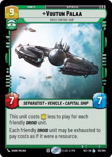 Vuutun Palaa - Droid Control Ship (122/264), Secrets of Power — Star Wars card price