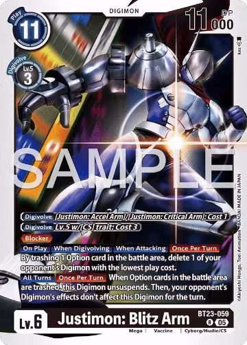 Justimon: Blitz Arm (BT23-059 R), Hackers' Slumber — Digimon card price