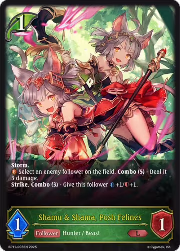 Shamu & Shama, Posh Felines (BP11-003EN), Bullet of Fate — Shadowverse card price