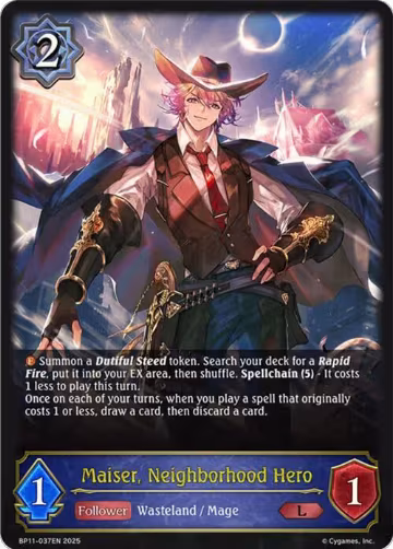 Maiser, Neighborhood Hero (BP11-037EN), Bullet of Fate — Shadowverse card price