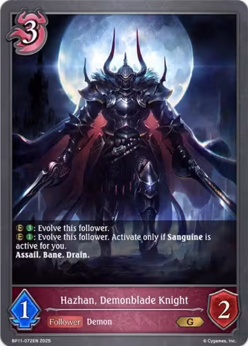 Hazhan, Demonblade Knight (BP11-072EN), Bullet of Fate — Shadowverse card price