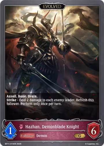 Hazhan, Demonblade Knight (Evolved) (BP11-073EN), Bullet of Fate — Shadowverse card price