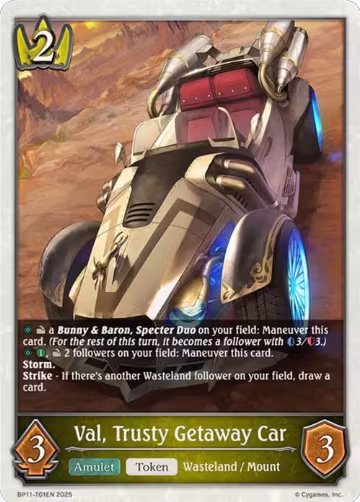 Val, Trusty Getaway Car (BP11-T01EN), Bullet of Fate — Shadowverse card price