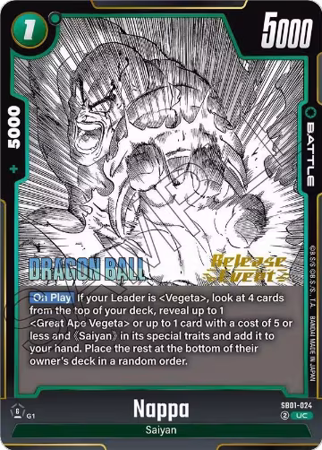 Nappa (SB01-024), Manga Booster 01 Release Event Cards — DB Fusion card price