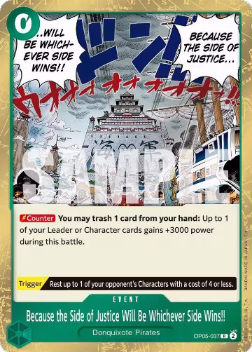 Because the Side of Justice Will Be Whichever Side Wins!! (Reprint) (OP05-037), Premium Booster -The Best- Vol. 2 — One Piece card price