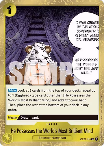 He Possesses the World's Most Brilliant Mind (Pirate Foil) (OP07-114), Premium Booster -The Best- Vol. 2 — One Piece card price