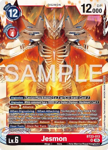 Jesmon (BT23-013 SR), Hackers' Slumber — Digimon card price