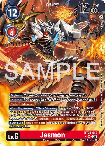 Jesmon (Alternate Art) (BT23-013 SR), Hackers' Slumber — Digimon card price