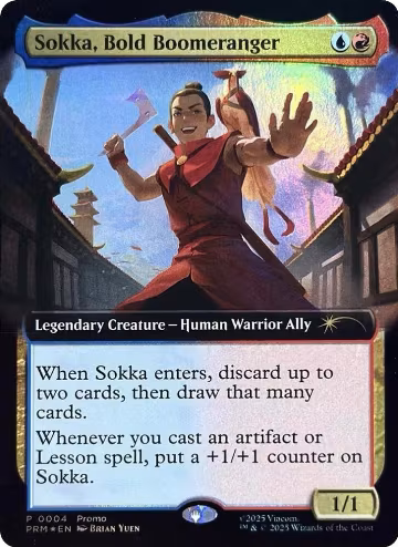 Sokka, Bold Boomeranger (Extended Art) (4), Media Promos — Magic card price