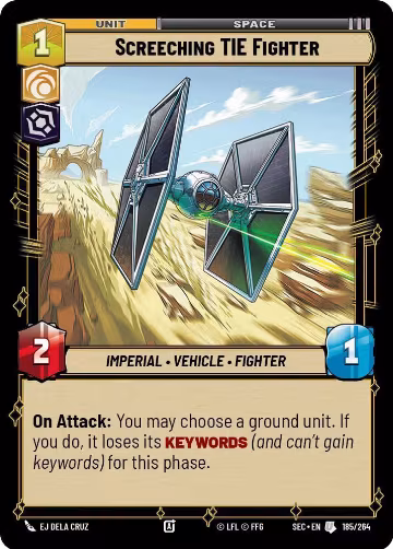 Screeching TIE Fighter (185/264), Secrets of Power — Star Wars card price