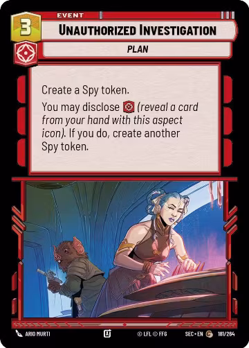 Unauthorized Investigation (181/264), Secrets of Power — Star Wars card price