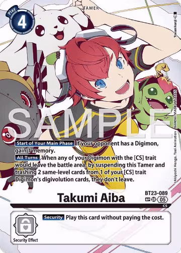 Takumi Aiba (SP) (BT23-089 SR), Hackers' Slumber — Digimon card price