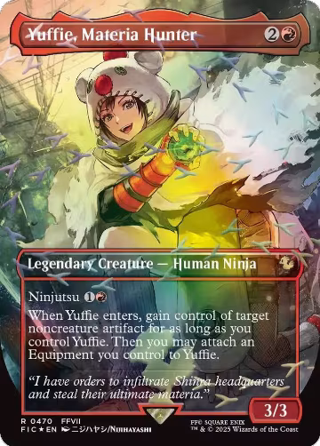 Yuffie, Materia Hunter (Borderless) (Chocobo Track Foil) (470), Commander: FINAL FANTASY — Magic card price