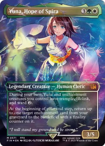 Yuna, Hope of Spira (Borderless) (Chocobo Track Foil) (571), FINAL FANTASY — Magic card price