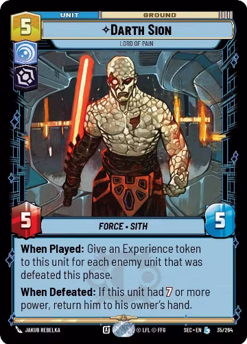 Darth Sion - Lord of Pain (35/264), Secrets of Power — Star Wars card price