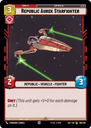 Republic Aurek Starfighter (166/264), Secrets of Power — Star Wars card price