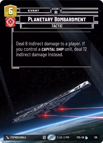 Planetary Bombardment (139) (139), Sector and Regional Promos: Season 1 — Star Wars card price