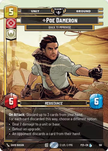 Poe Dameron - Quick to Improvise (168) (168), Sector and Regional Promos: Season 1 — Star Wars card price