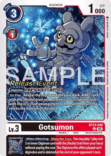 Gotsumon (BT23-048 U), Hackers' Slumber Release Event Cards — Digimon card price