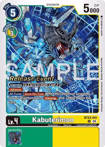 Kabuterimon (BT23-041 U), Hackers' Slumber Release Event Cards — Digimon card price
