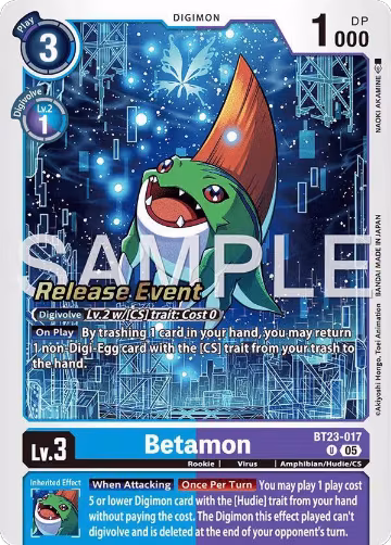 Betamon (BT23-017 U), Hackers' Slumber Release Event Cards — Digimon card price