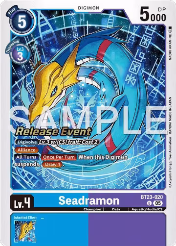 Seadramon (BT23-020 U), Hackers' Slumber Release Event Cards — Digimon card price