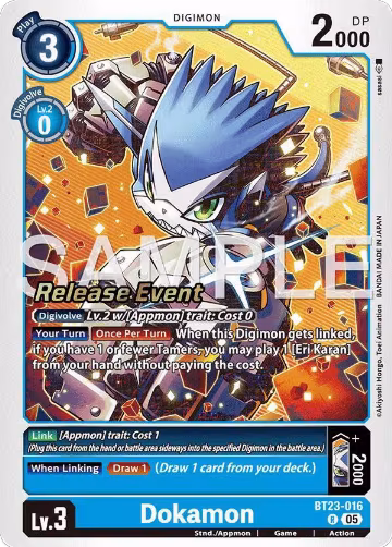 Dokamon (BT23-016 R), Hackers' Slumber Release Event Cards — Digimon card price