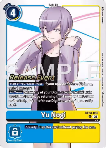 Yu Nogi (BT23-080 U), Hackers' Slumber Release Event Cards — Digimon card price
