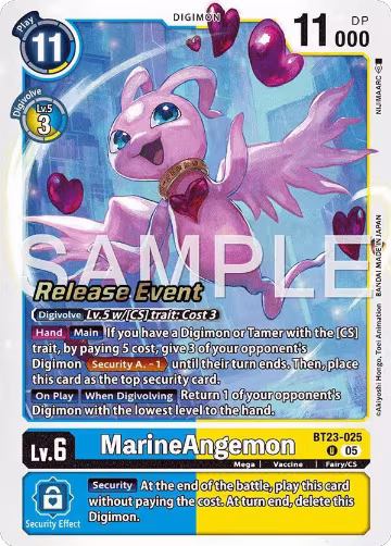 Marine Angemon (BT23-025 U), Hackers' Slumber Release Event Cards — Digimon card price