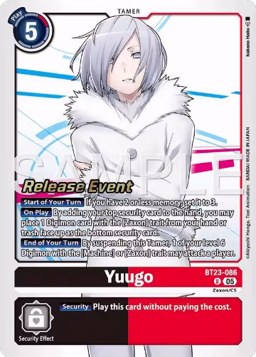 Yuugo (BT23-086 U), Hackers' Slumber Release Event Cards — Digimon card price