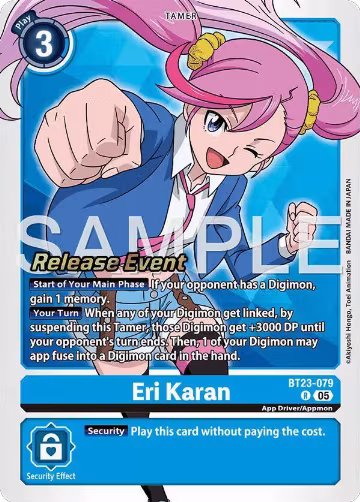 Eri Karan (BT23-079 R), Hackers' Slumber Release Event Cards — Digimon card price