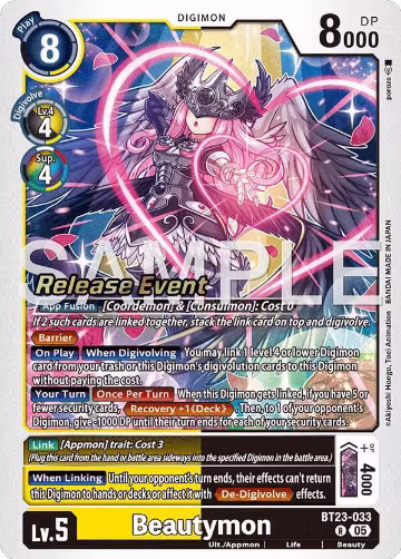 Beautymon (BT23-033 R), Hackers' Slumber Release Event Cards — Digimon card price