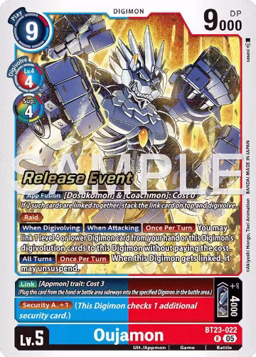 Oujamon (BT23-022 R), Hackers' Slumber Release Event Cards — Digimon card price