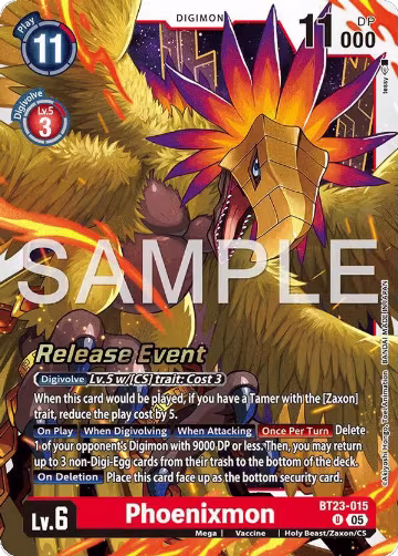Phoenixmon (BT23-015 U), Hackers' Slumber Release Event Cards — Digimon card price