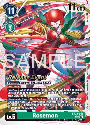 Rosemon (BT23-046 U), Hackers' Slumber Release Event Cards — Digimon card price