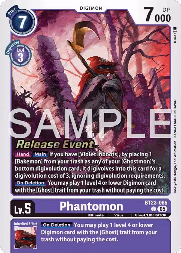 Phantomon (BT23-065 U), Hackers' Slumber Release Event Cards — Digimon card price