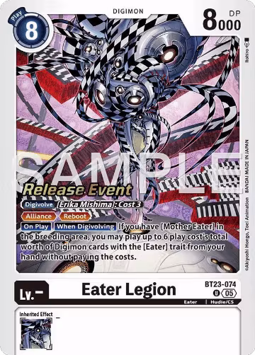 Eater Legion (BT23-074 U), Hackers' Slumber Release Event Cards — Digimon card price