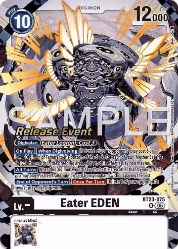 Eater EDEN (BT23-075 R), Hackers' Slumber Release Event Cards — Digimon card price